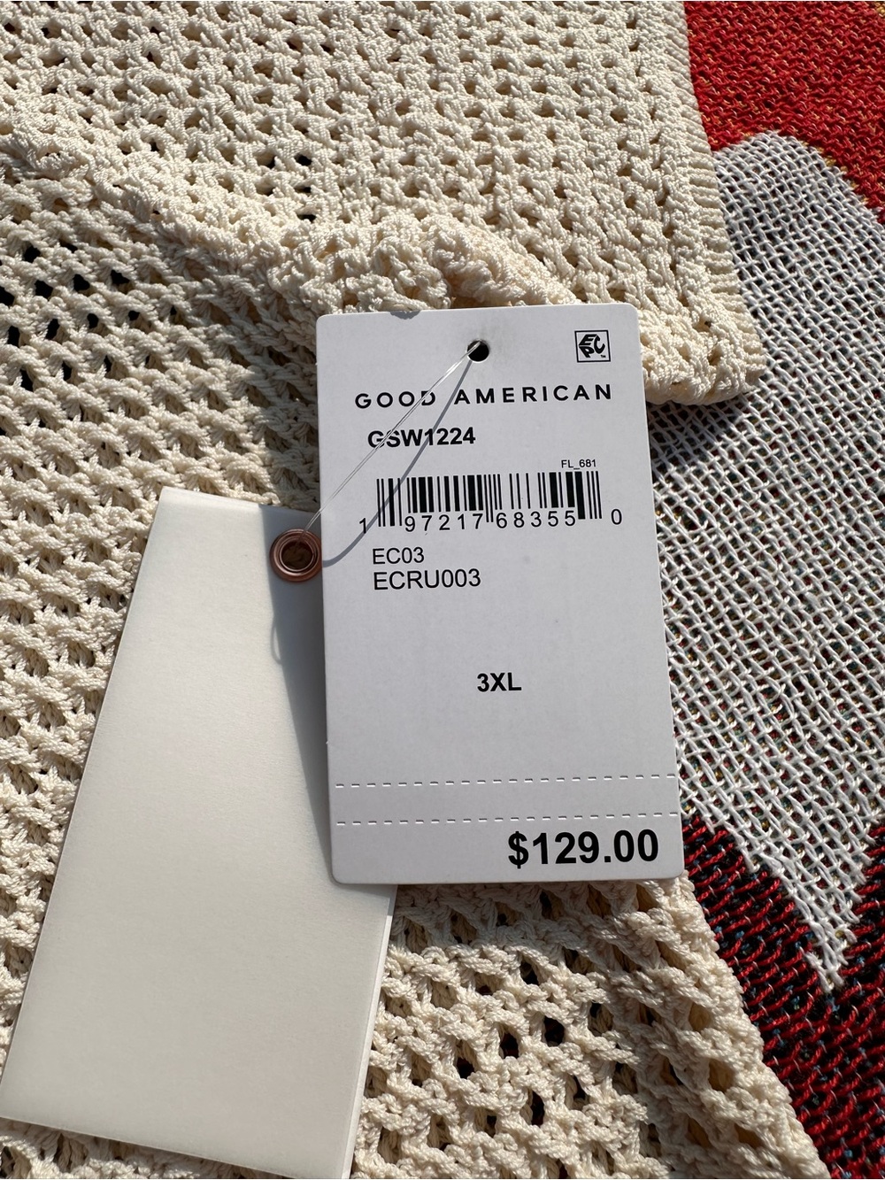 Good American Crochet Cream Open-Knit Button Short Sleeve Shirt NWT - Picture 6 of 8